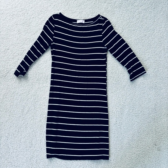 Black Striped Bodycon Dress - Picture 1 of 3